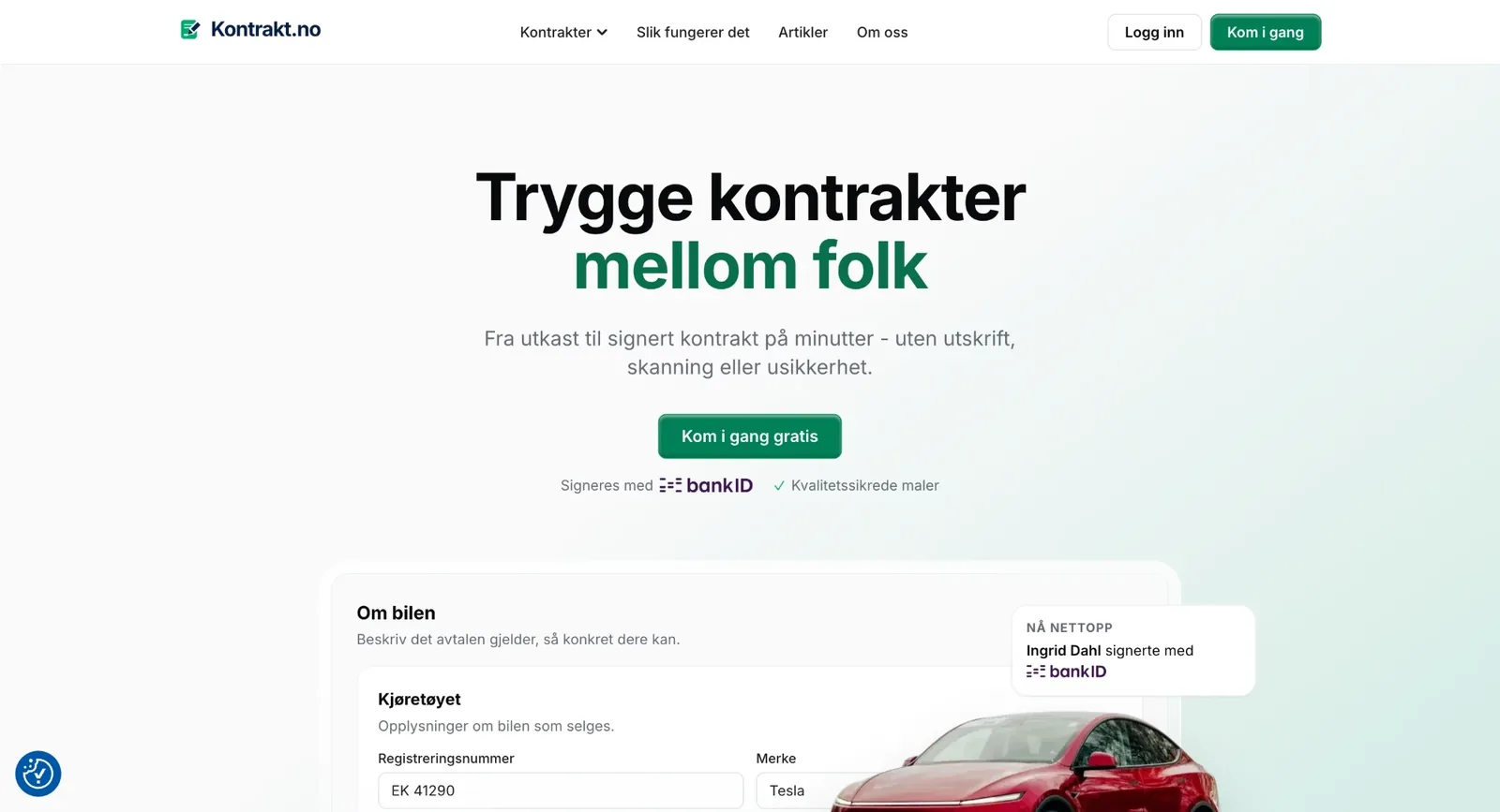 The Kontrakt.no front page